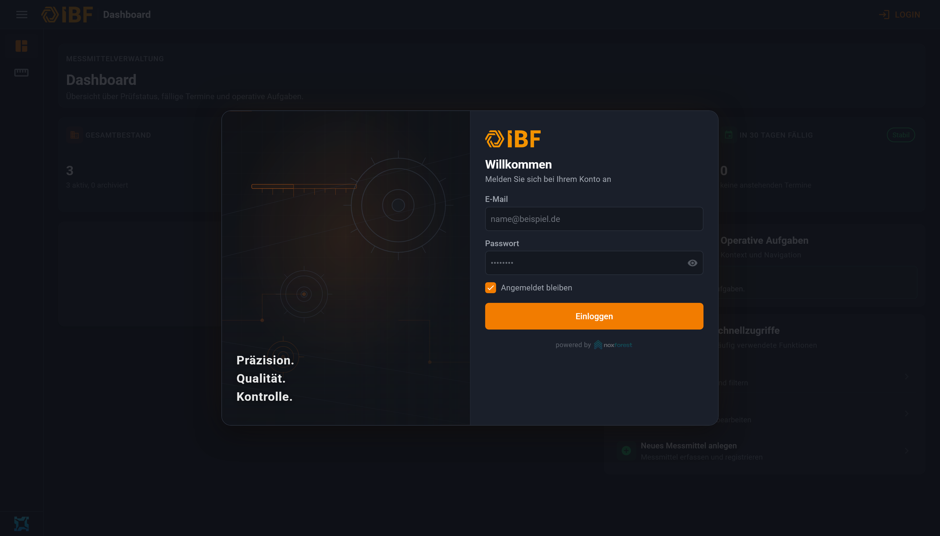 Dashboard der digitalen Messmittelverwaltung